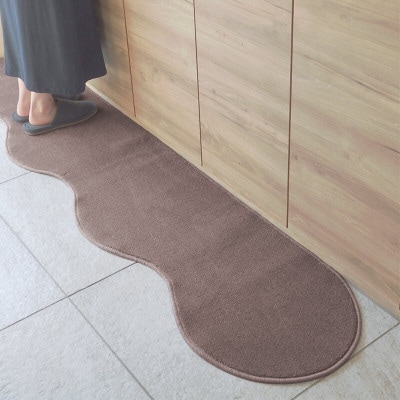 北欧風キッチンマット ラグマットタイプ ピーナッツ型 ココア 抗菌防臭 diw0014