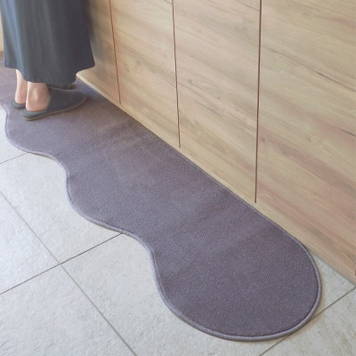 北欧風キッチンマット ラグマットタイプ ピーナッツ型 モーブ 抗菌防臭 diw0013