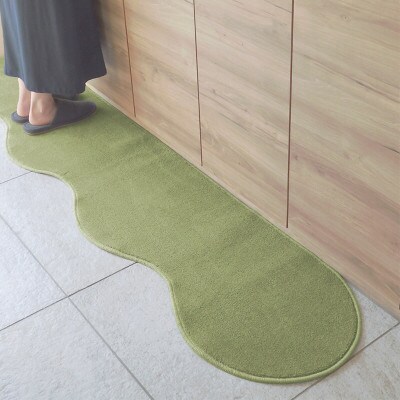 北欧風キッチンマット ラグマットタイプ ピーナッツ型 ピスタチオ 抗菌防臭 diw0008