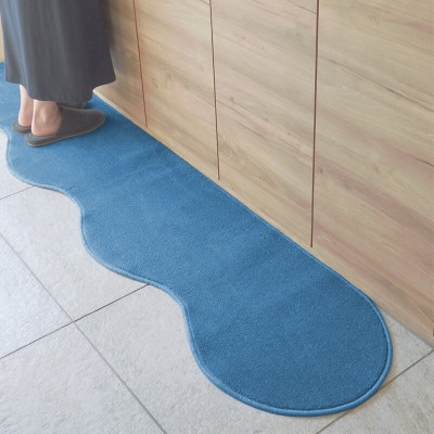 北欧風キッチンマット ラグマットタイプ ピーナッツ型 ブルームーン 抗菌防臭 diw0004