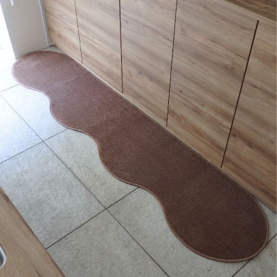 北欧風キッチンマット ラグマットタイプ ピーナッツ型 ココア 抗菌防臭 diw0056