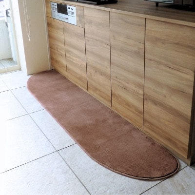 北欧風キッチンマット ラグマットタイプ ゆりかご型 ココア 抗菌防臭 diw0028