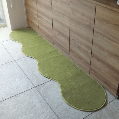 北欧風キッチンマット ラグマットタイプ ピーナッツ型 ピスタチオ 抗菌防臭 diw0050