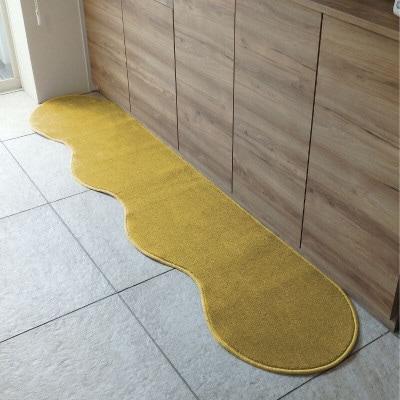 北欧風キッチンマット ラグマットタイプ ピーナッツ型 ゴールド 抗菌防臭 diw0093