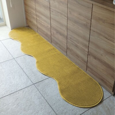 北欧風キッチンマット ラグマットタイプ ピーナッツ型 ゴールド 抗菌防臭 diw0135