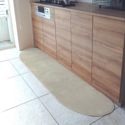 北欧風キッチンマット ラグマットタイプ ゆりかご型 アッシュベージュ 抗菌防臭 diw0141