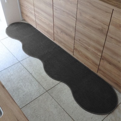 北欧風キッチンマット ラグマットタイプ ピーナッツ型 チャコール 抗菌防臭 diw0173