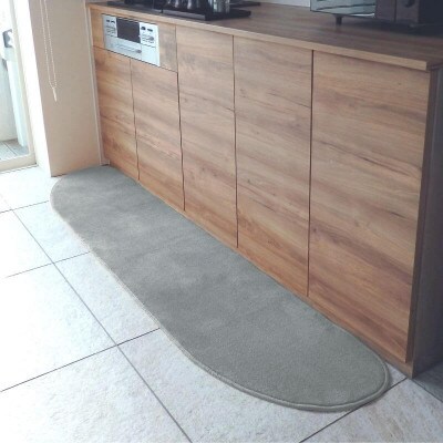 北欧風キッチンマット ラグマットタイプ ゆりかご型 シルバーグレー 抗菌防臭 diw0184