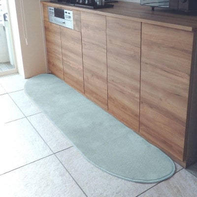 北欧風キッチンマット ラグマットタイプ ゆりかご型 アッシュミント 抗菌防臭 diw0185