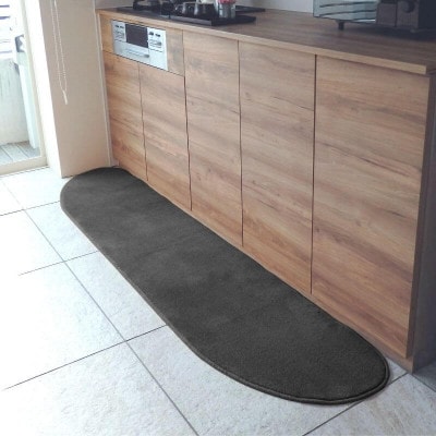 北欧風キッチンマット ラグマットタイプ ゆりかご型 チャコール 抗菌防臭 diw0187