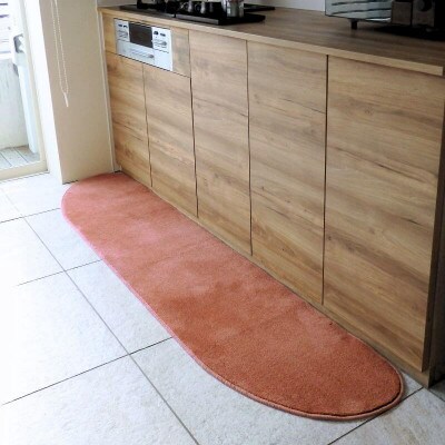 北欧風キッチンマット ラグマットタイプ ゆりかご型 ライトマホガニー 抗菌防臭 diw0192