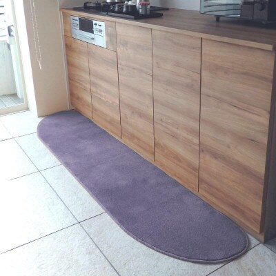 北欧風キッチンマット ラグマットタイプ ゆりかご型 モーブ 抗菌防臭 diw0195