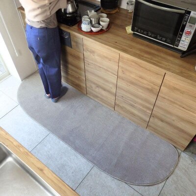 北欧風キッチンマット ラグマットタイプ ゆりかご型 シルバーグレー 抗菌防臭 diw0226