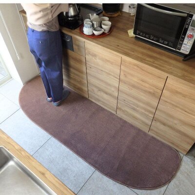 北欧風キッチンマット ラグマットタイプ ゆりかご型 ココア 抗菌防臭 diw0238