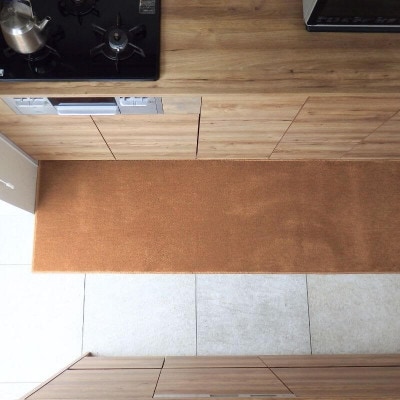 北欧風キッチンマット ラグマットタイプ ノーマル型 オーカー 抗菌防臭 diw0249