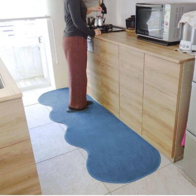 北欧風キッチンマット ラグマットタイプ ピーナッツ型 ブルームーン 抗菌防臭 diw0256