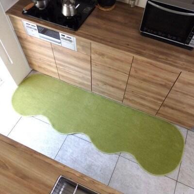 北欧風キッチンマット ラグマットタイプ ピーナッツ型 ピスタチオ 抗菌防臭 diw0260