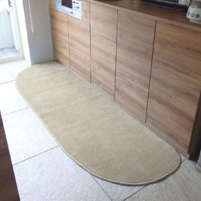 北欧風キッチンマット ラグマットタイプ ゆりかご型 アッシュベージュ 抗菌防臭 diw0267
