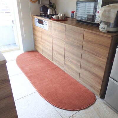 北欧風キッチンマット ラグマットタイプ ゆりかご型 ライトマホガニー 抗菌防臭 diw0276
