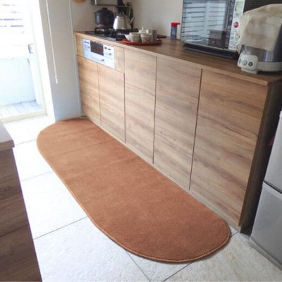 北欧風キッチンマット ラグマットタイプ ゆりかご型 オーカー 抗菌防臭 diw0277