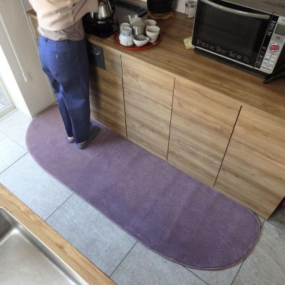 北欧風キッチンマット ラグマットタイプ ゆりかご型 モーブ 抗菌防臭 diw0279