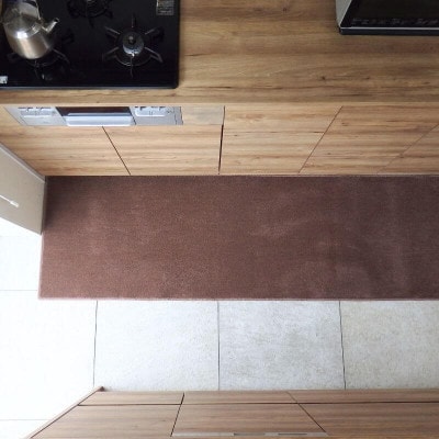 北欧風キッチンマット ラグマットタイプ ノーマル型 ココア 抗菌防臭 diw0294