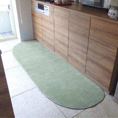 北欧風キッチンマット ラグマットタイプ ゆりかご型 アッシュミント 抗菌防臭 diw0353
