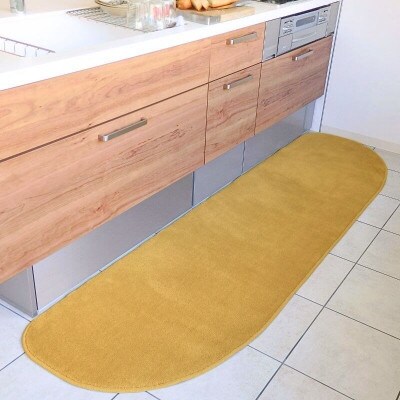 北欧風キッチンマット ラグマットタイプ ゆりかご型 ゴールド 抗菌防臭 diw0359