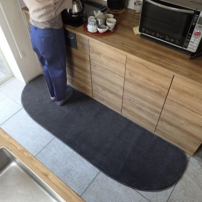 北欧風キッチンマット ラグマットタイプ ゆりかご型 チャコール 抗菌防臭 diw0397