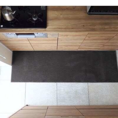 北欧風キッチンマット ラグマットタイプ ノーマル型 チャコール 抗菌防臭 diw0411