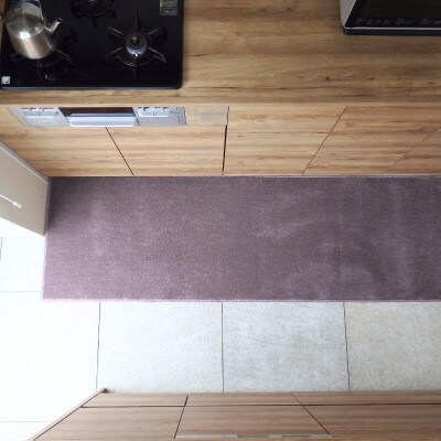 北欧風キッチンマット ラグマットタイプ ノーマル型 モーブ 抗菌防臭 diw0419