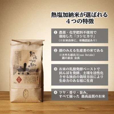 熱塩加納米(こしひかり) 玄米　2kg (純米料理酒 蔵の素・匠 / 原料米)