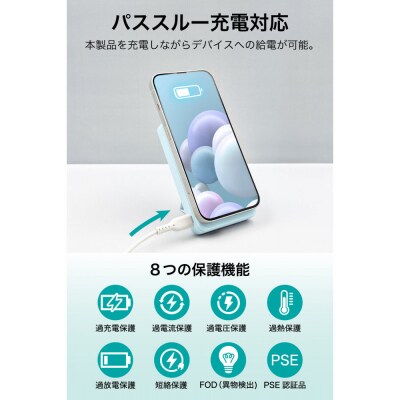 急速充電ワイヤレスモバイルバッテリー 10000mAh MagSafe対応 【ホワイト】