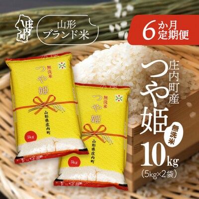 【6か月定期便】庄内米 つや姫無洗米 10kg【8月下旬発送】
