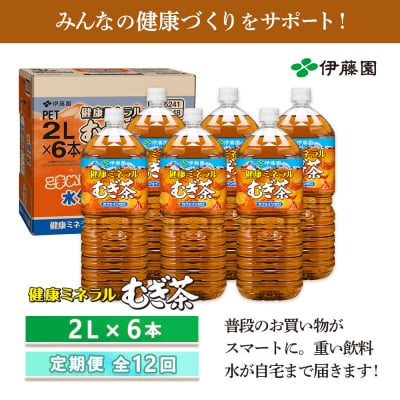 『定期便:全12回』健康ミネラルむぎ茶2L×6本【50001501】