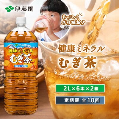 『定期便:全10回』健康ミネラルむぎ茶2L×6本×2箱【50002201】