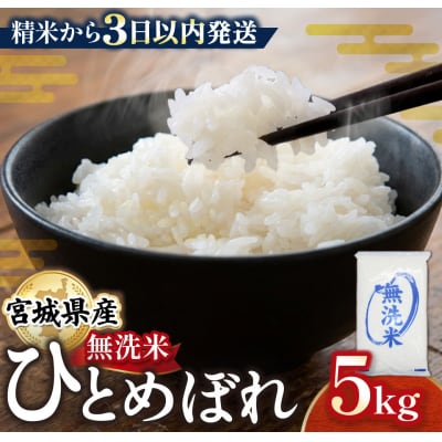 【令和7年産】宮城県産ひとめぼれ【無洗米】　5kg×1袋【1週間以内に発送予定】