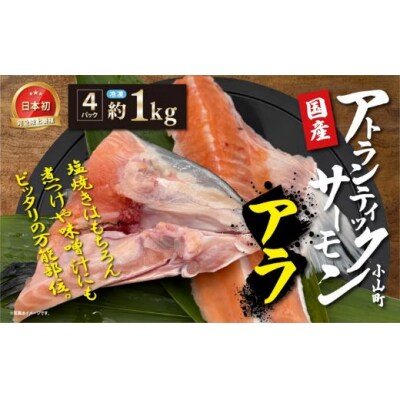 エリア限定 静岡県 小山町産  約1kg アトランティックサーモン 冷凍 アラ4パック