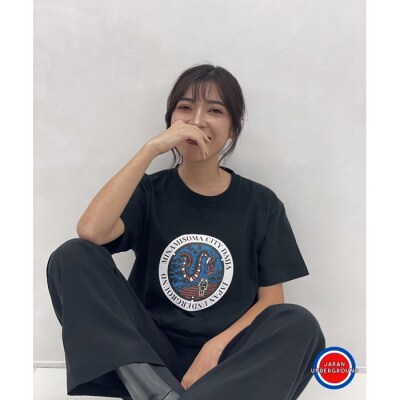 南相馬市 マンホールTシャツ 黒 Mサイズ bw002-ab