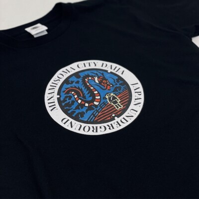 南相馬市 マンホールTシャツ 黒 Mサイズ bw002-ab