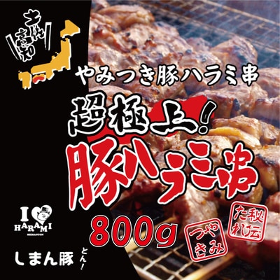 秘伝のタレに漬け込んだ「しまん豚(とん)」のやみつき豚はらみ串10本(約800g)セット26-039