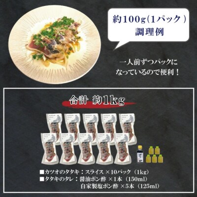 本場高知のカツオのタタキ 約1kg(スライス済み・タレ付き・血合い抜き)26