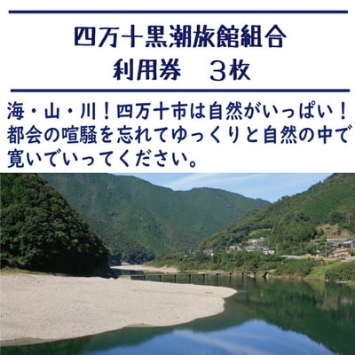 【宿泊券】ほっとするときを 四万十黒潮旅館組合加盟店 宿泊補助券3,000円分 26-208
