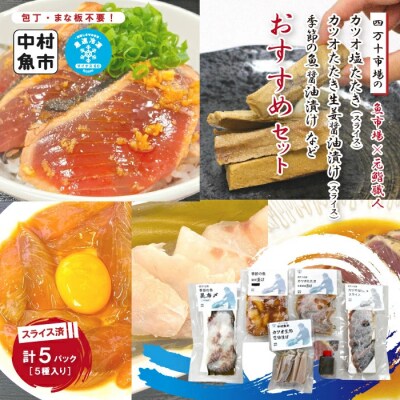 四万十市場のカツオ塩たたき・生姜醤油漬け・季節の魚醤油漬けなどおすすめセット26-19