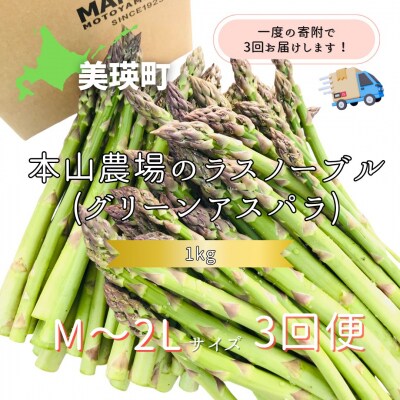 令和9年産先行予約 アスパラガス【M～2Lサイズ 1kg 3回便】美瑛 北海道 ラスノーブル