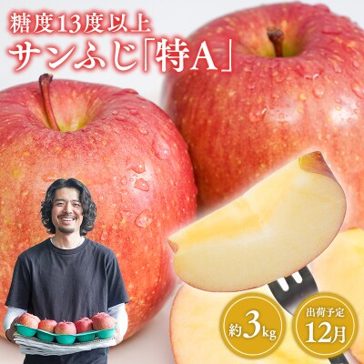 12月 サンふじりんご「特A」約3kg 糖度13度以上 【森山商店・平川市産・青森りんご・12月】