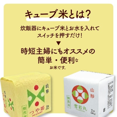 R8年産 無洗 米 キューブ つや姫 雪若丸 詰合せ 2合 20個 6kg 0059-2607