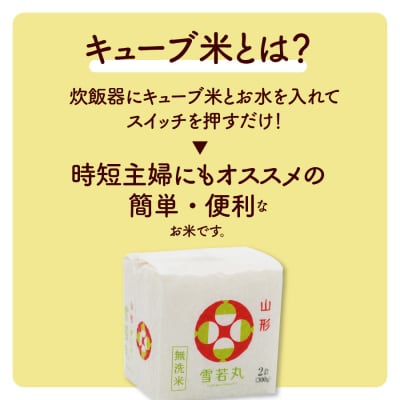 R8年産 無洗 米 雪若丸 キューブ 2合 40個 12kg 小分け 山形 真空 0059-2606