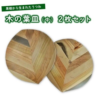 【果樹から生まれたくだものうつわ】木の葉皿(中)2枚セット　0058-2201