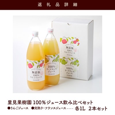 【2026年2月～発送】里見果樹園のりんごジュースと完熟ラ・フランスジュース　0079-2538